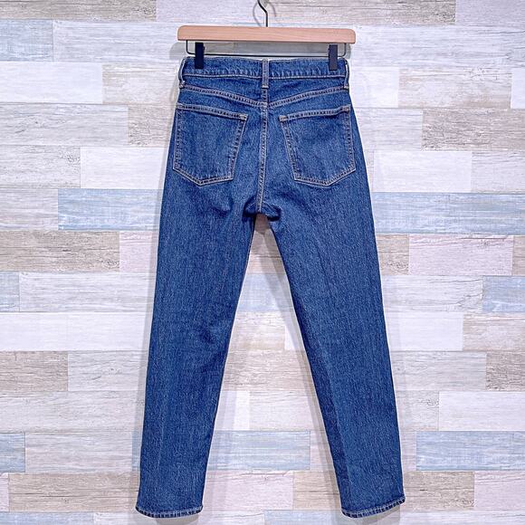 GAP High Rise Cheeky Straight Jeans Dark Indigo Button Fly Washwell Womens 24 - Picture 4 of 8